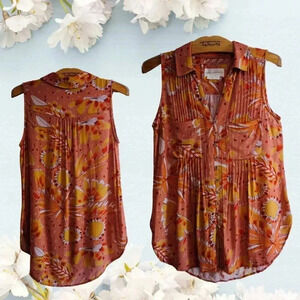 Vera for Anthropologie Floral Buttondown Tank Size XS